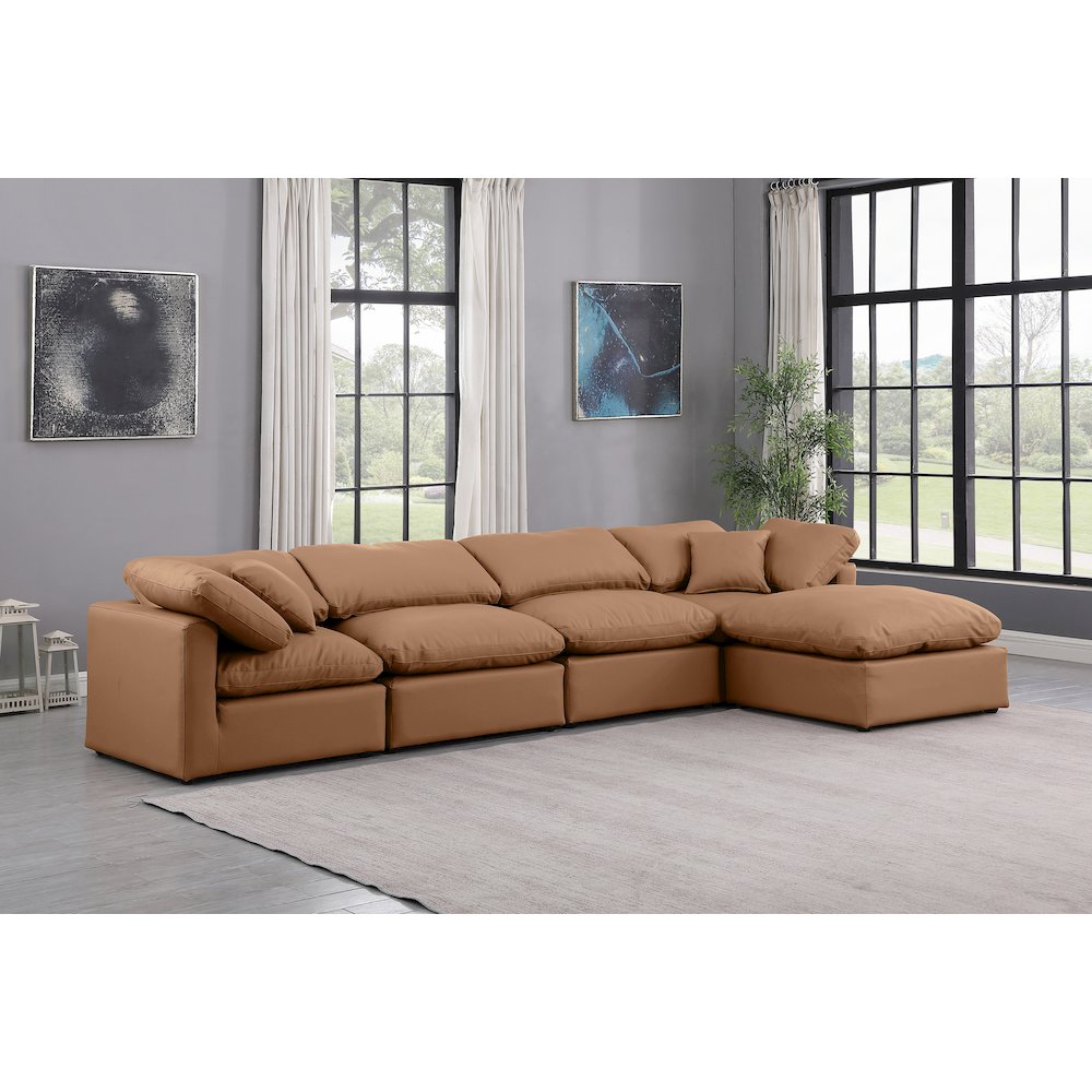 Indulge Cognac Vegan Leather Modular Sectional