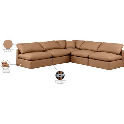 Indulge Cognac Vegan Leather Modular Sectional