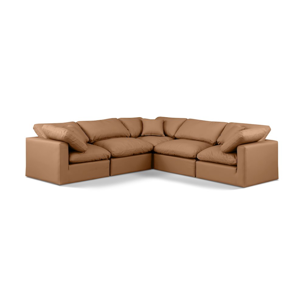Indulge Cognac Vegan Leather Modular Sectional