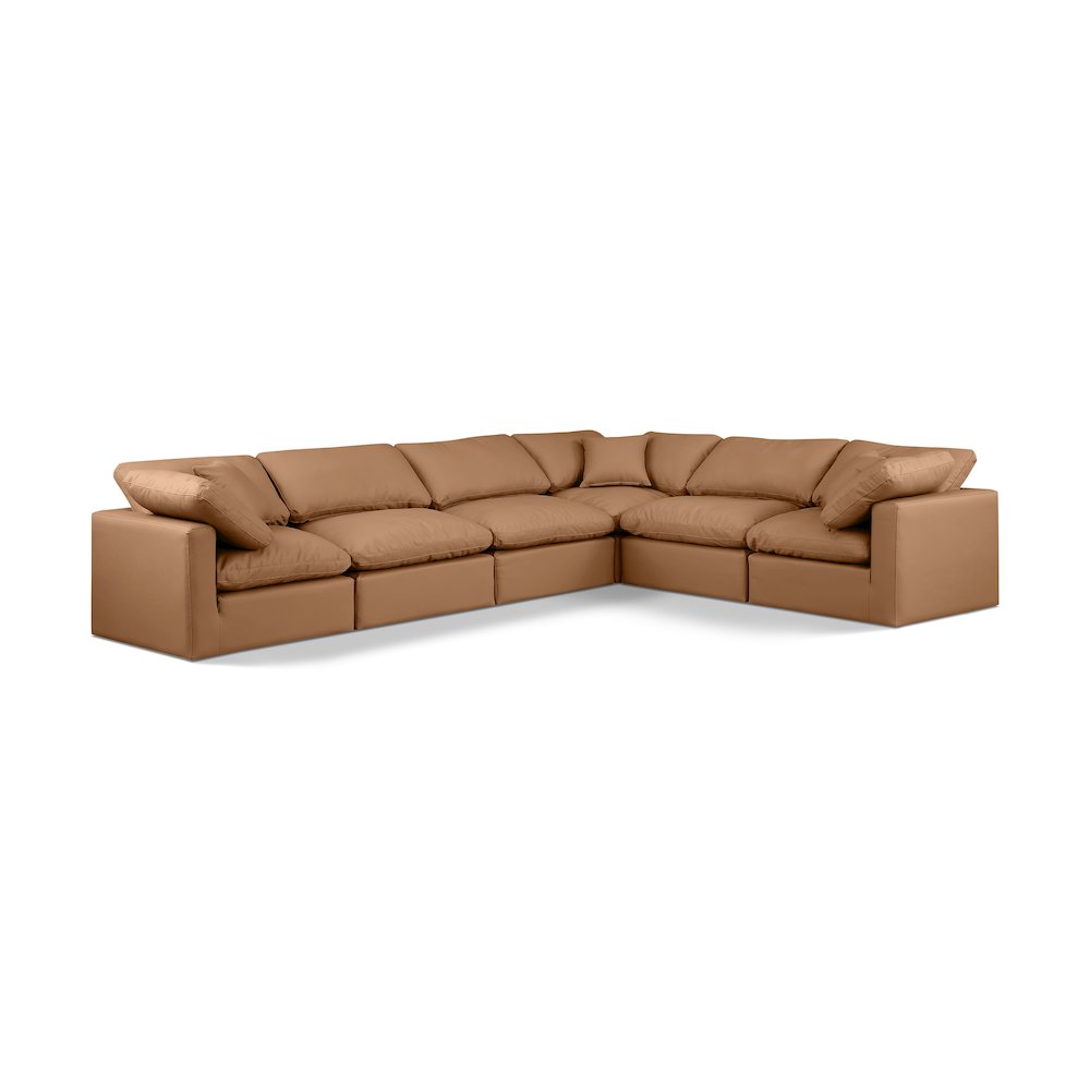 Indulge Cognac Vegan Leather Modular Sectional
