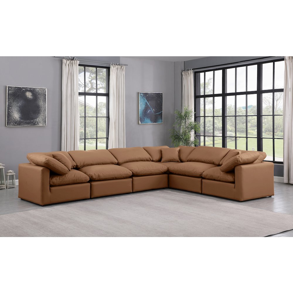 Indulge Cognac Vegan Leather Modular Sectional