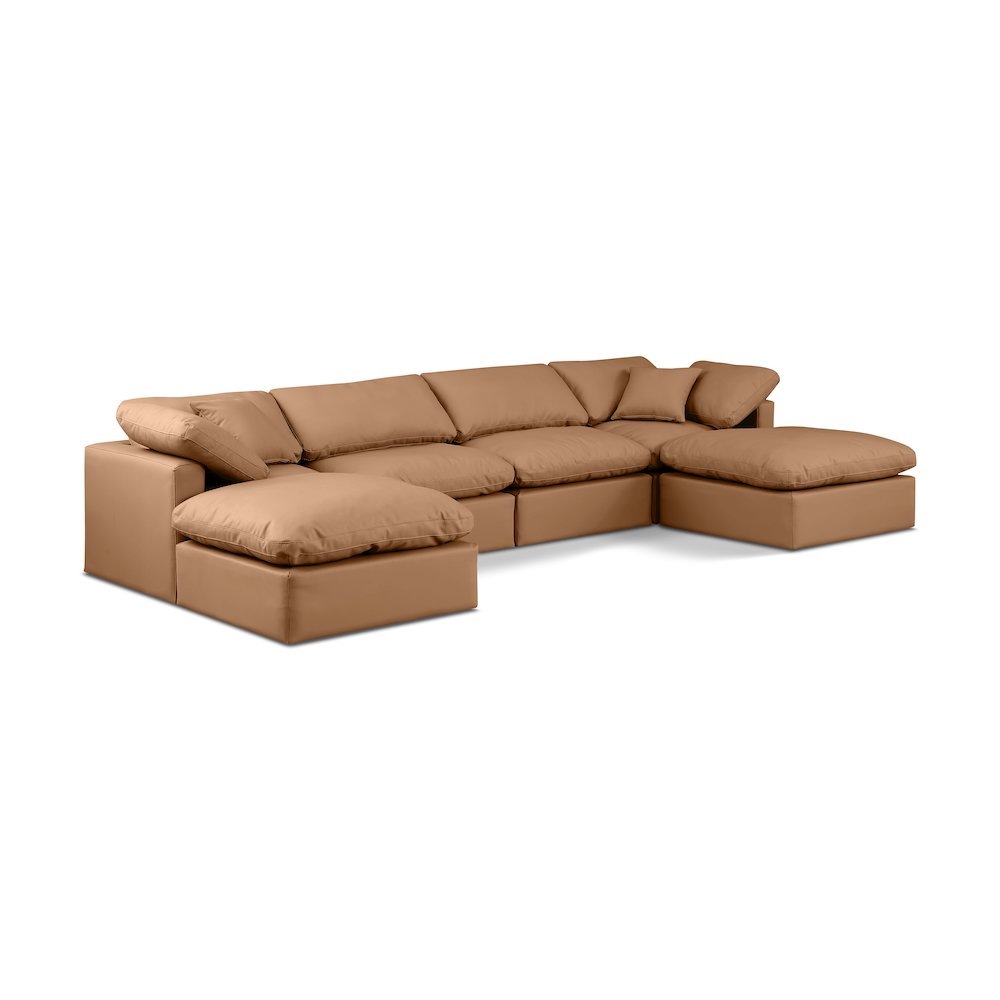 Indulge Cognac Vegan Leather Modular Sectional