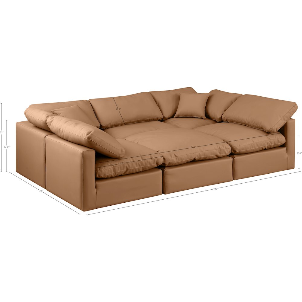 Indulge Cognac Vegan Leather Modular Sectional
