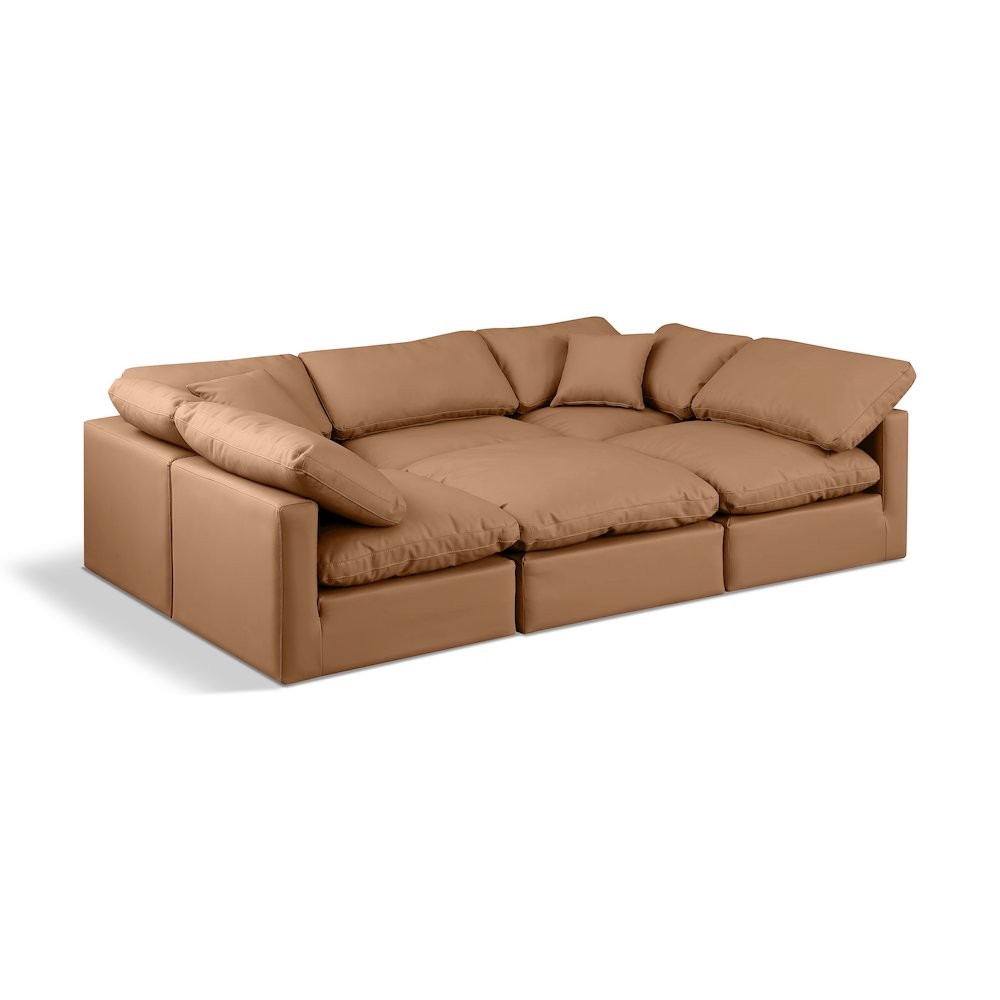 Indulge Cognac Vegan Leather Modular Sectional