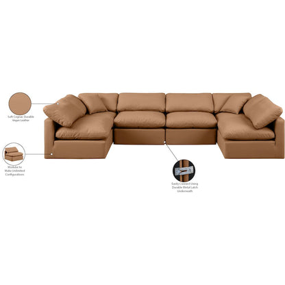 Indulge Cognac Vegan Leather Modular Sectional