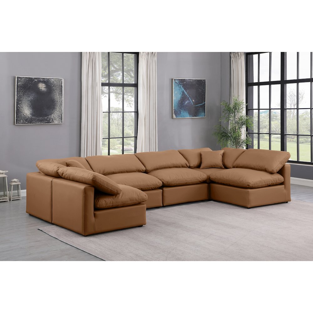 Indulge Cognac Vegan Leather Modular Sectional
