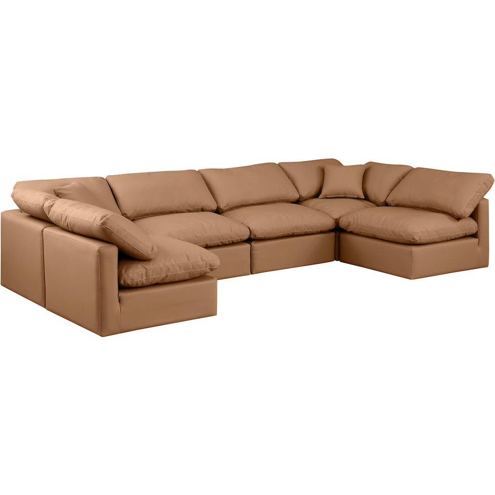 Indulge Cognac Vegan Leather Modular Sectional