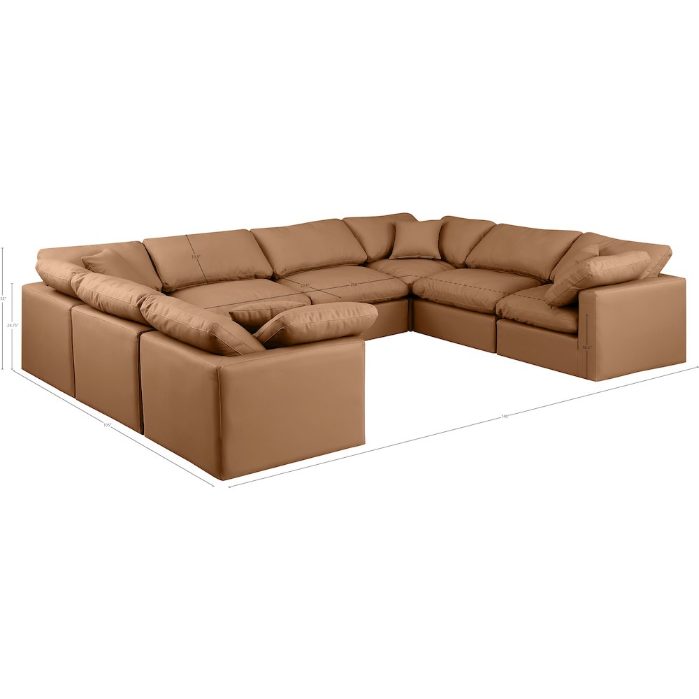 Indulge Cognac Vegan Leather Modular Sectional
