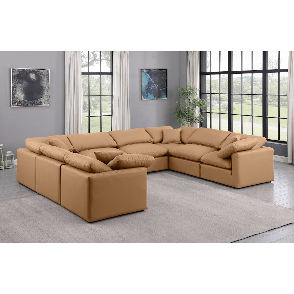 Indulge Cognac Vegan Leather Modular Sectional