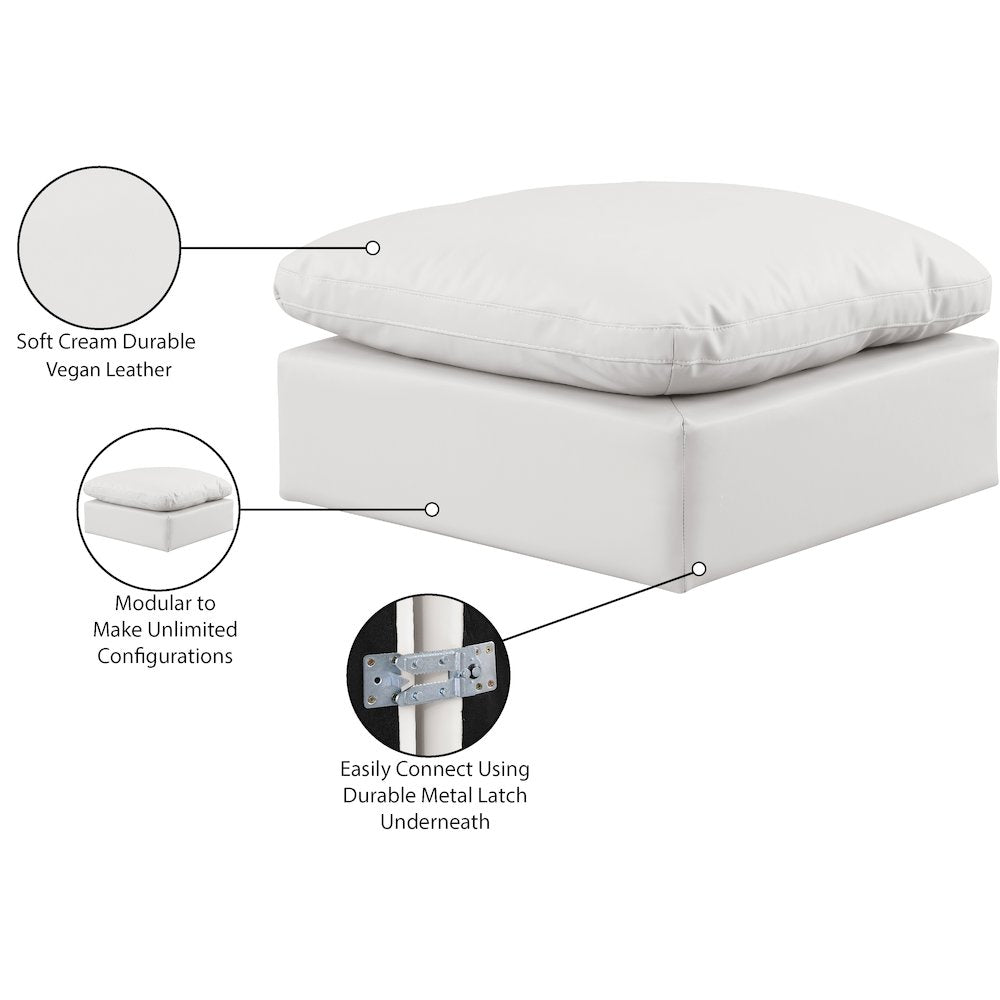 Indulge Cream Vegan Leather Ottoman