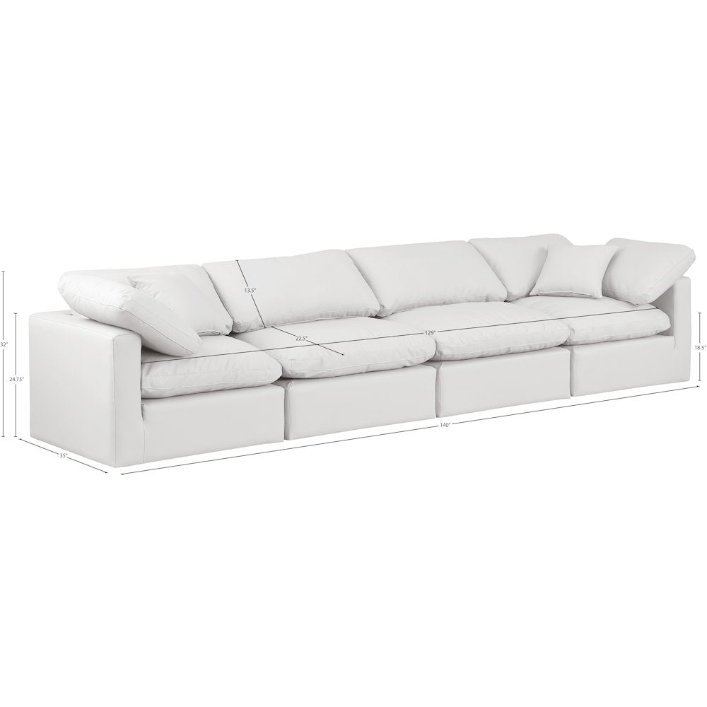 Indulge Cream Vegan Leather Modular Sofa