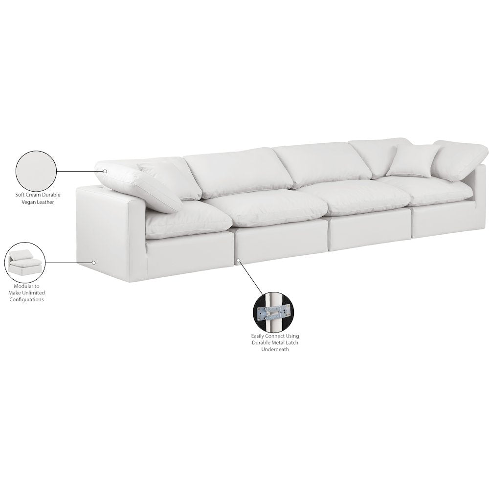 Indulge Cream Vegan Leather Modular Sofa