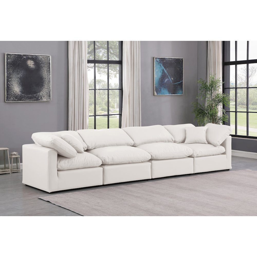 Indulge Cream Vegan Leather Modular Sofa