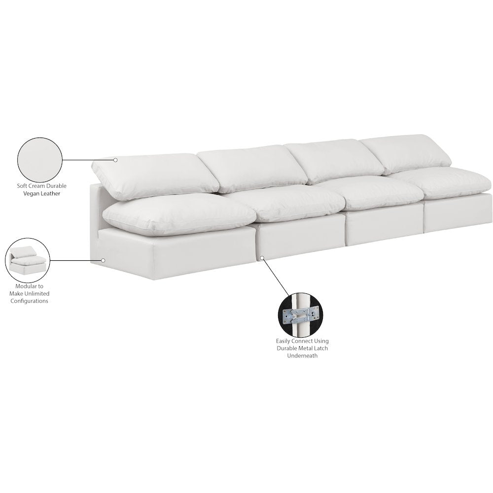 Indulge Cream Vegan Leather Modular Sofa