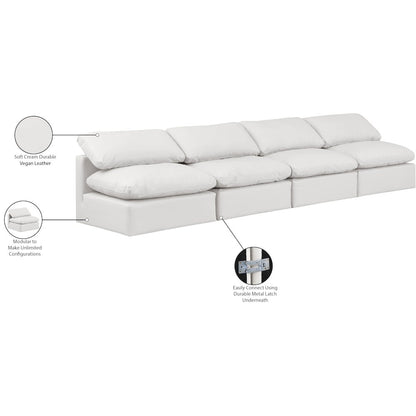 Indulge Cream Vegan Leather Modular Sofa