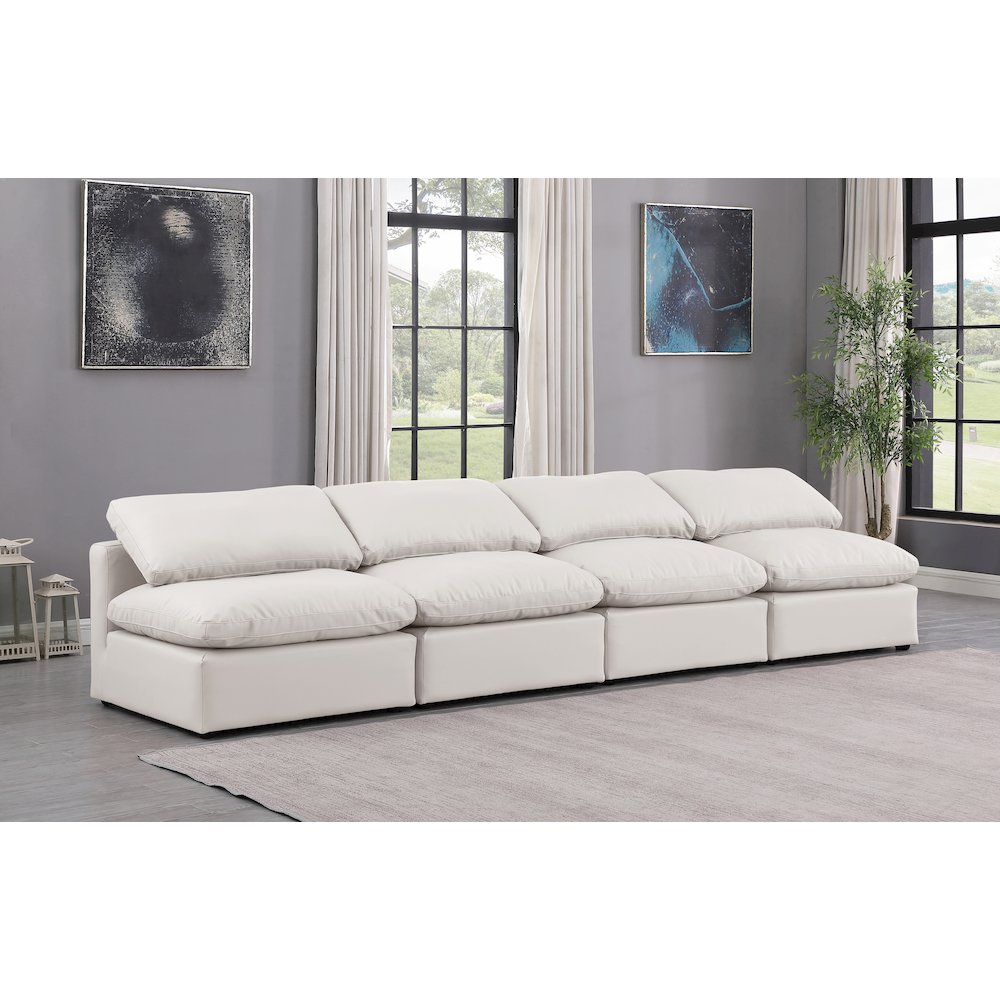 Indulge Cream Vegan Leather Modular Sofa