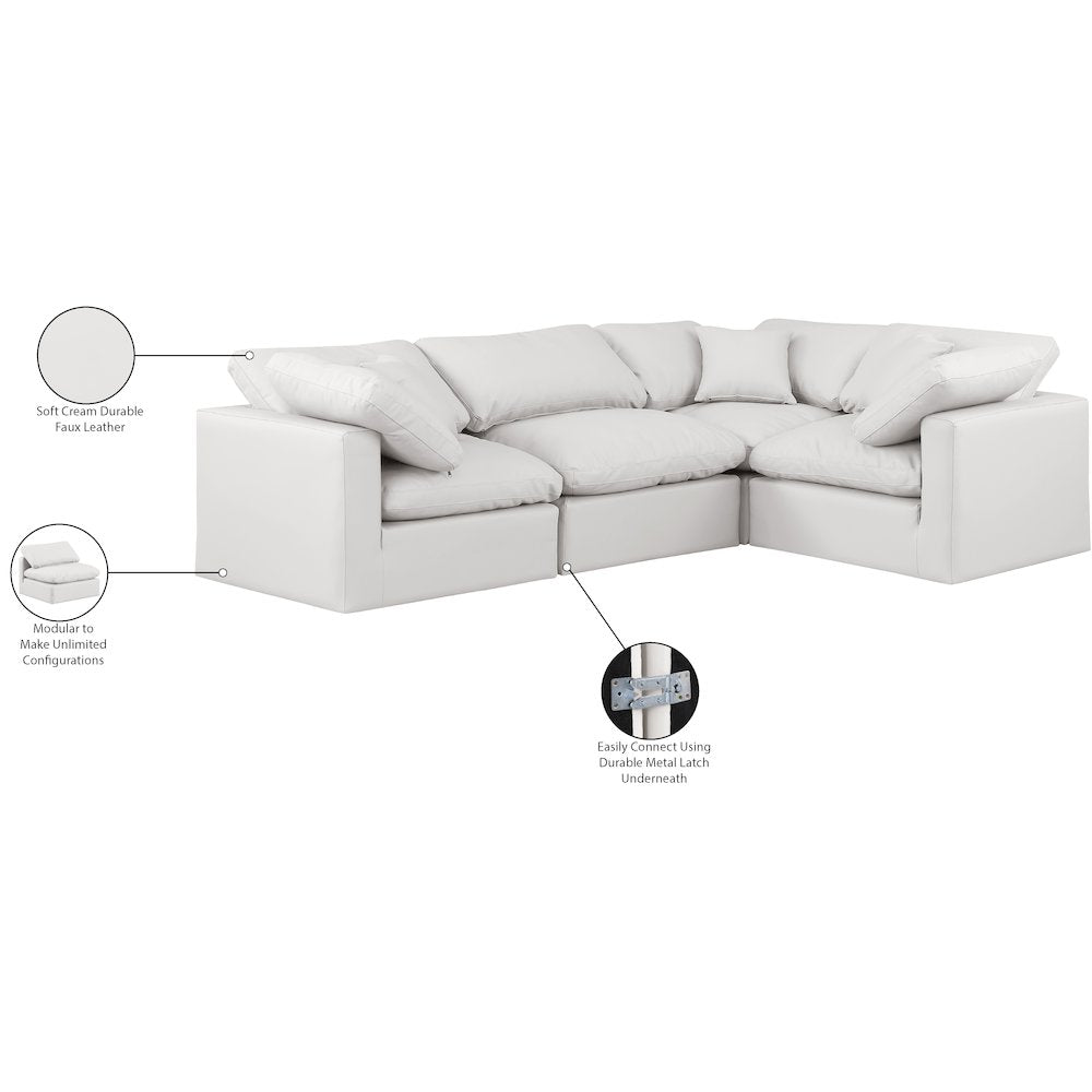 Indulge Cream Vegan Leather Modular Sectional