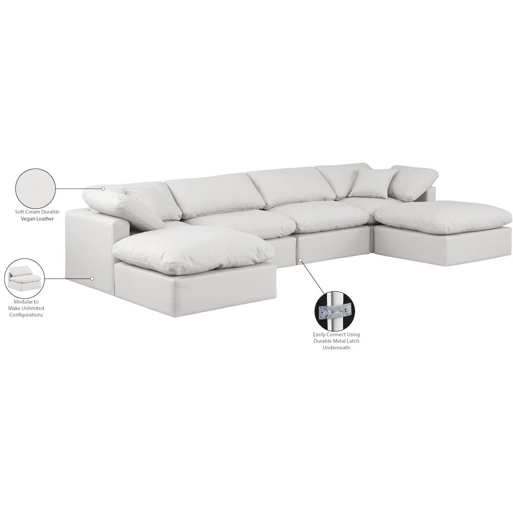 Indulge Cream Vegan Leather Modular Sectional