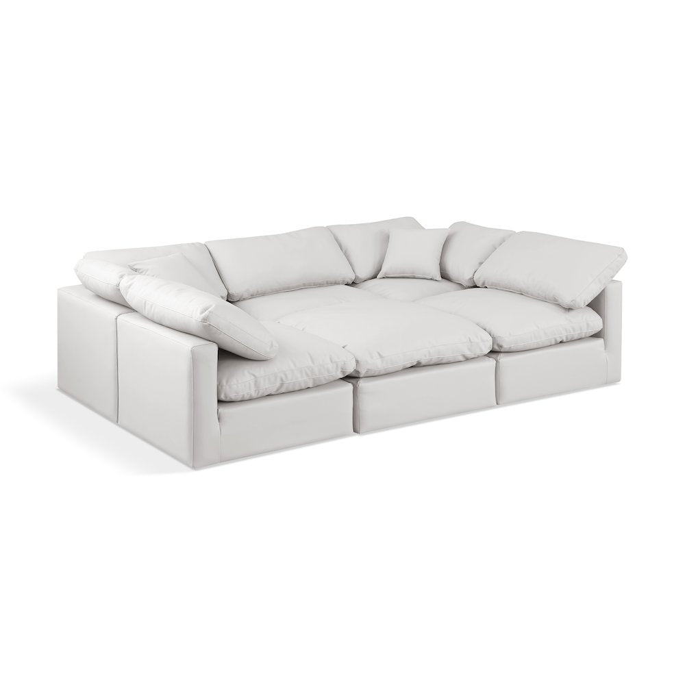 Indulge Cream Vegan Leather Modular Sectional