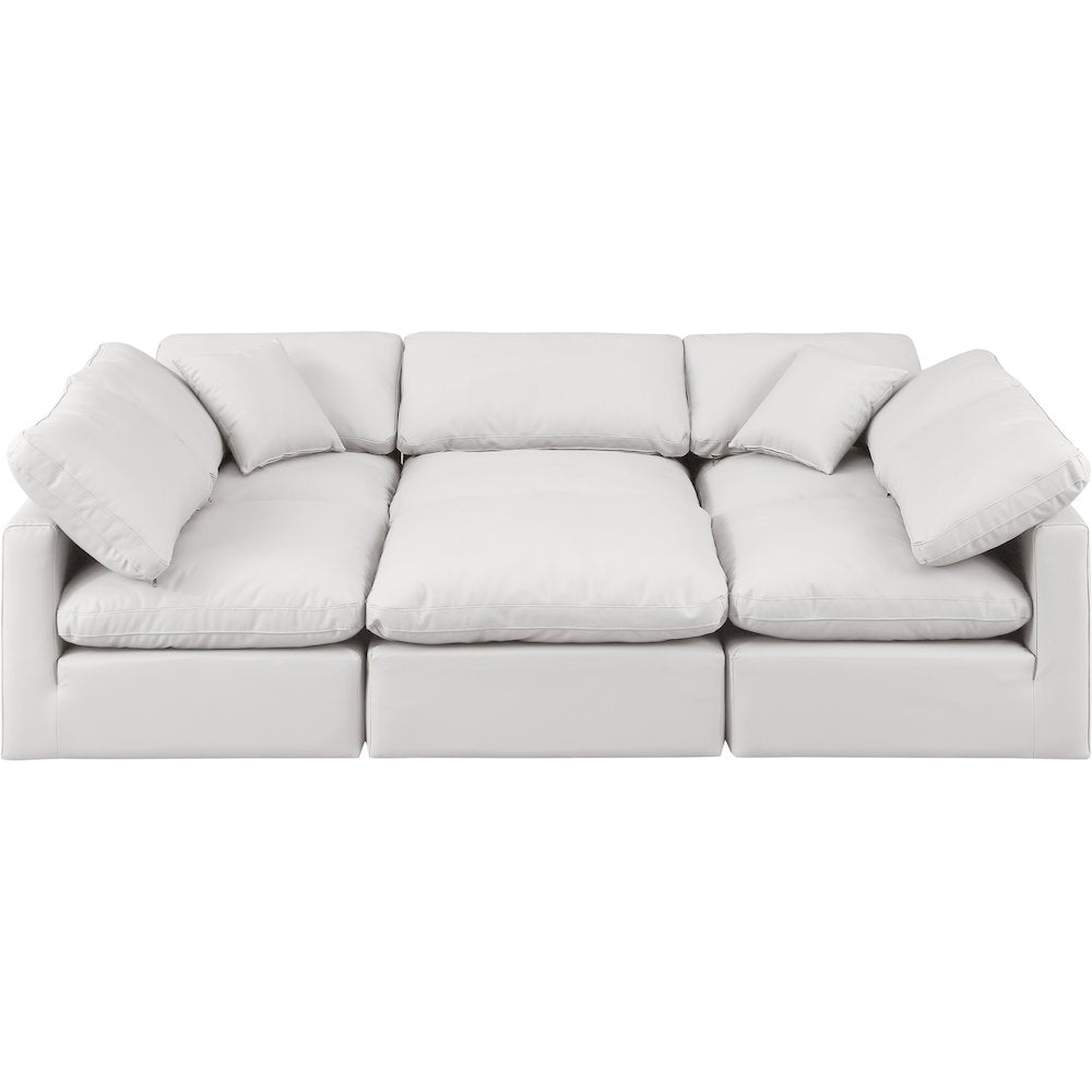 Indulge Cream Vegan Leather Modular Sectional