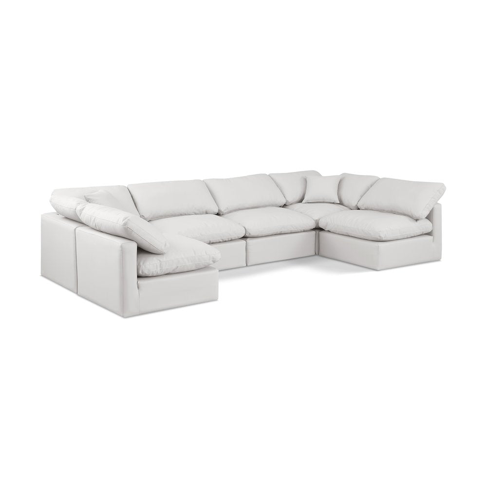 Indulge Cream Vegan Leather Modular Sectional