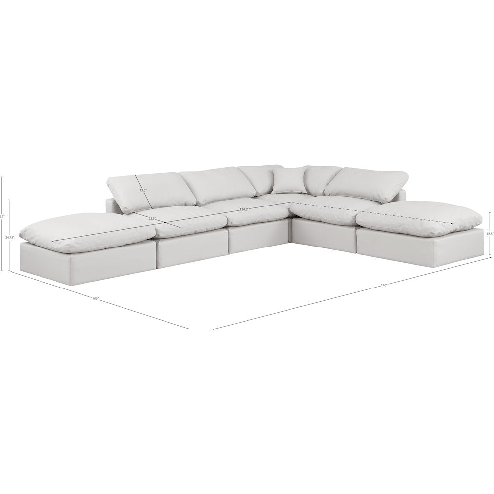 Indulge Cream Vegan Leather Modular Sectional