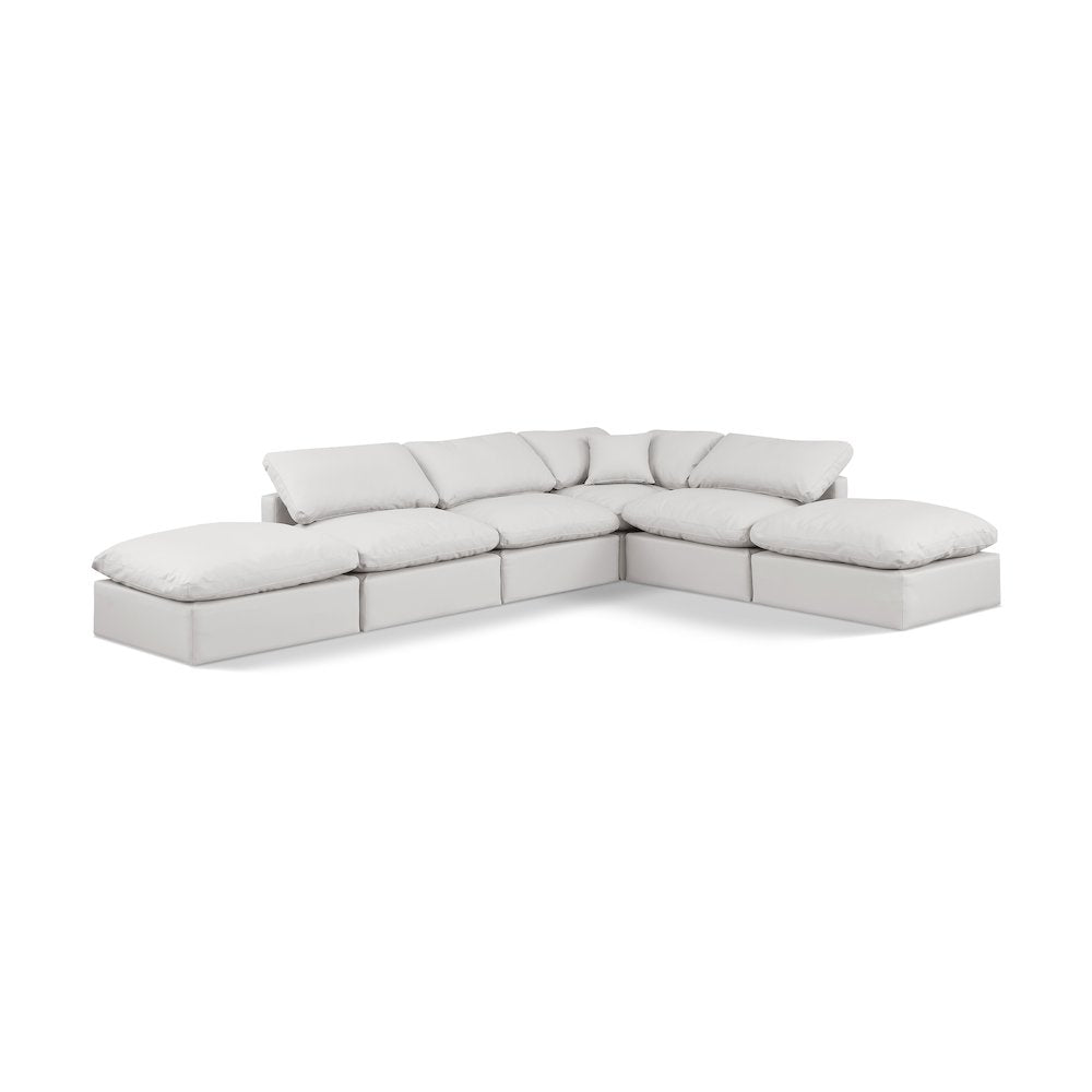Indulge Cream Vegan Leather Modular Sectional