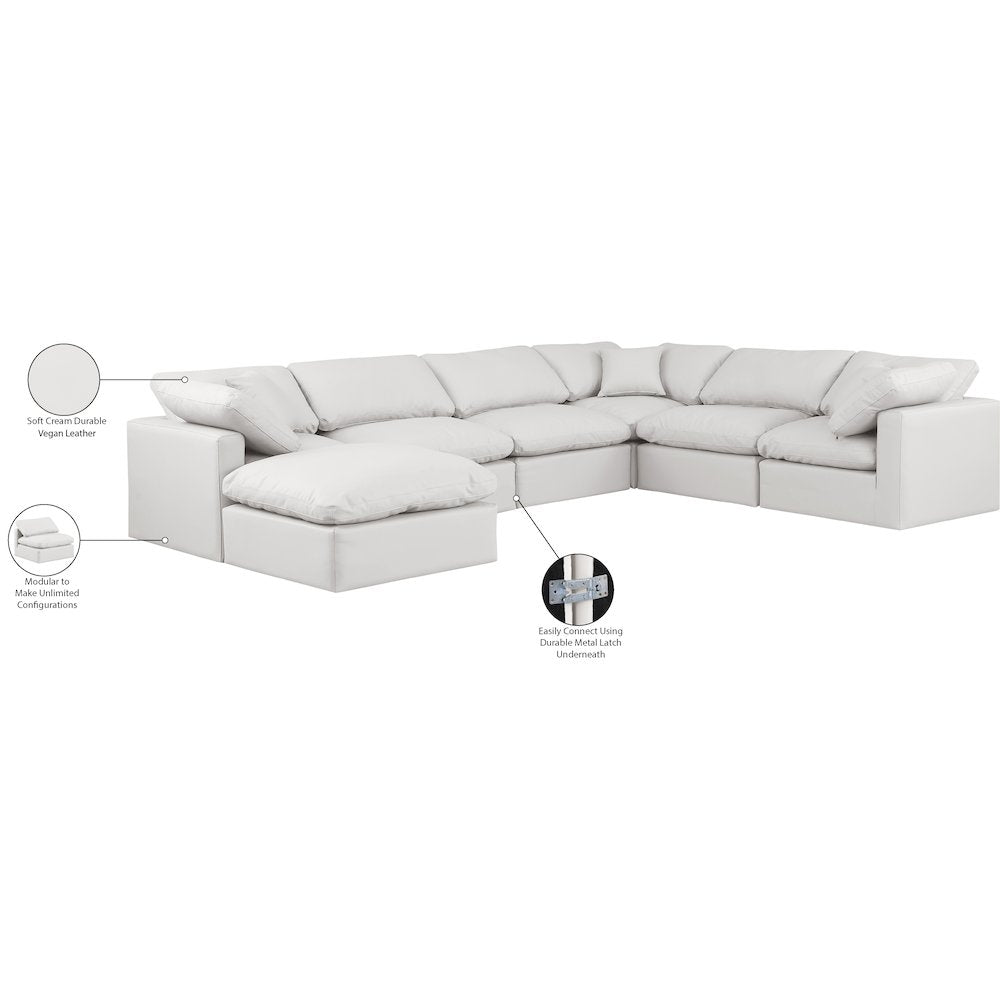 Indulge Cream Vegan Leather Modular Sectional