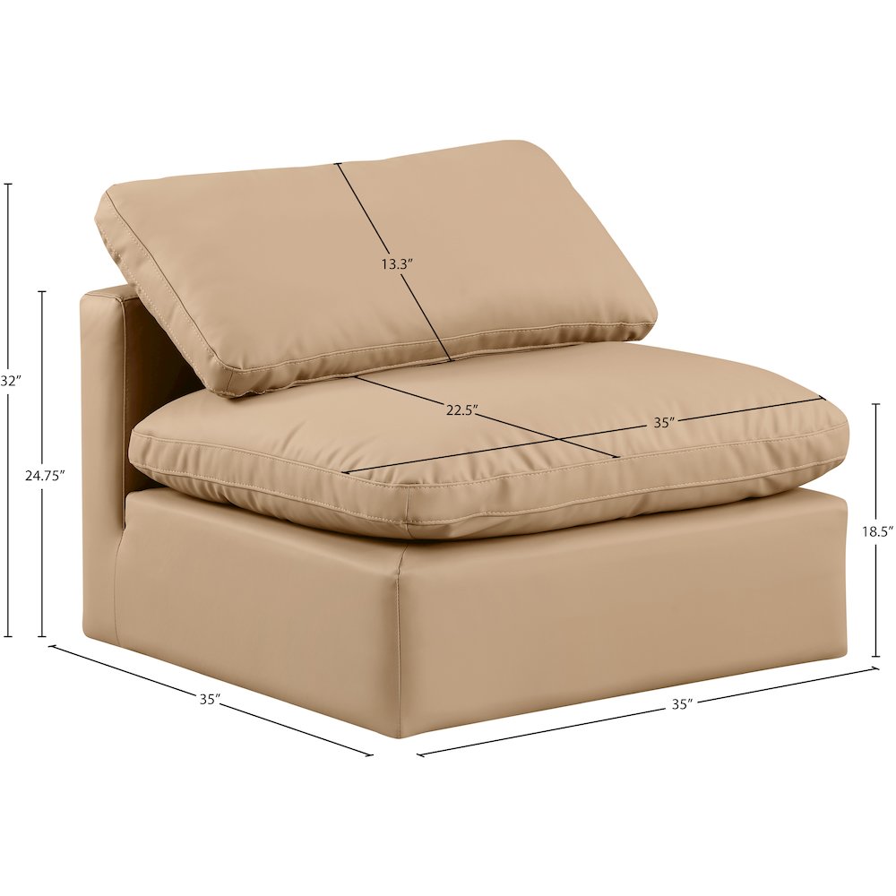 Indulge Tan Vegan Leather Armless Chair
