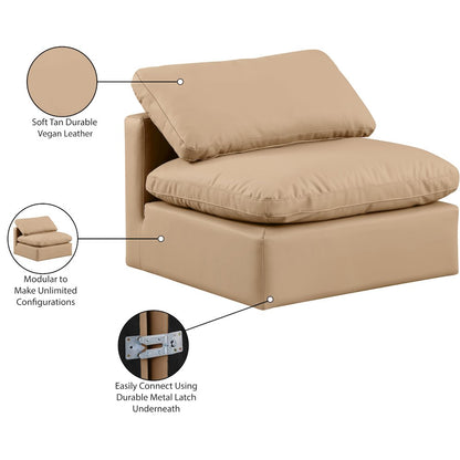 Indulge Tan Vegan Leather Armless Chair