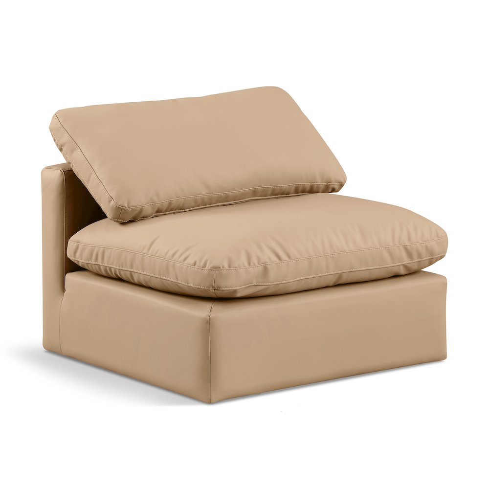 Indulge Tan Vegan Leather Armless Chair