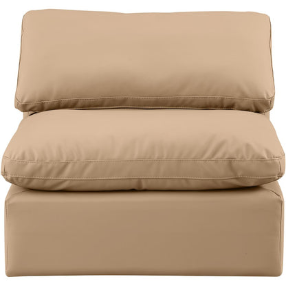 Indulge Tan Vegan Leather Armless Chair