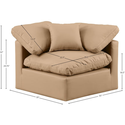 Indulge Tan Vegan Leather Corner Chair