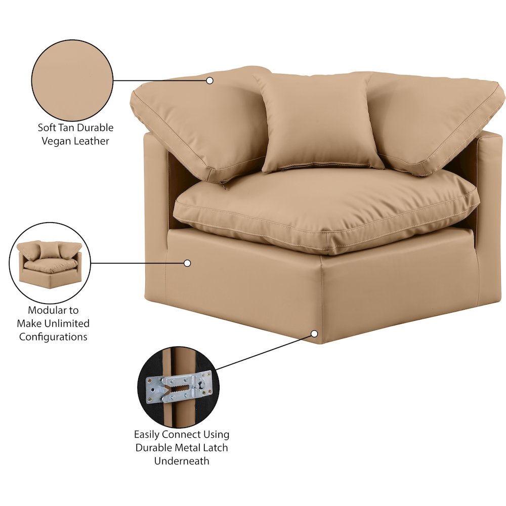 Indulge Tan Vegan Leather Corner Chair