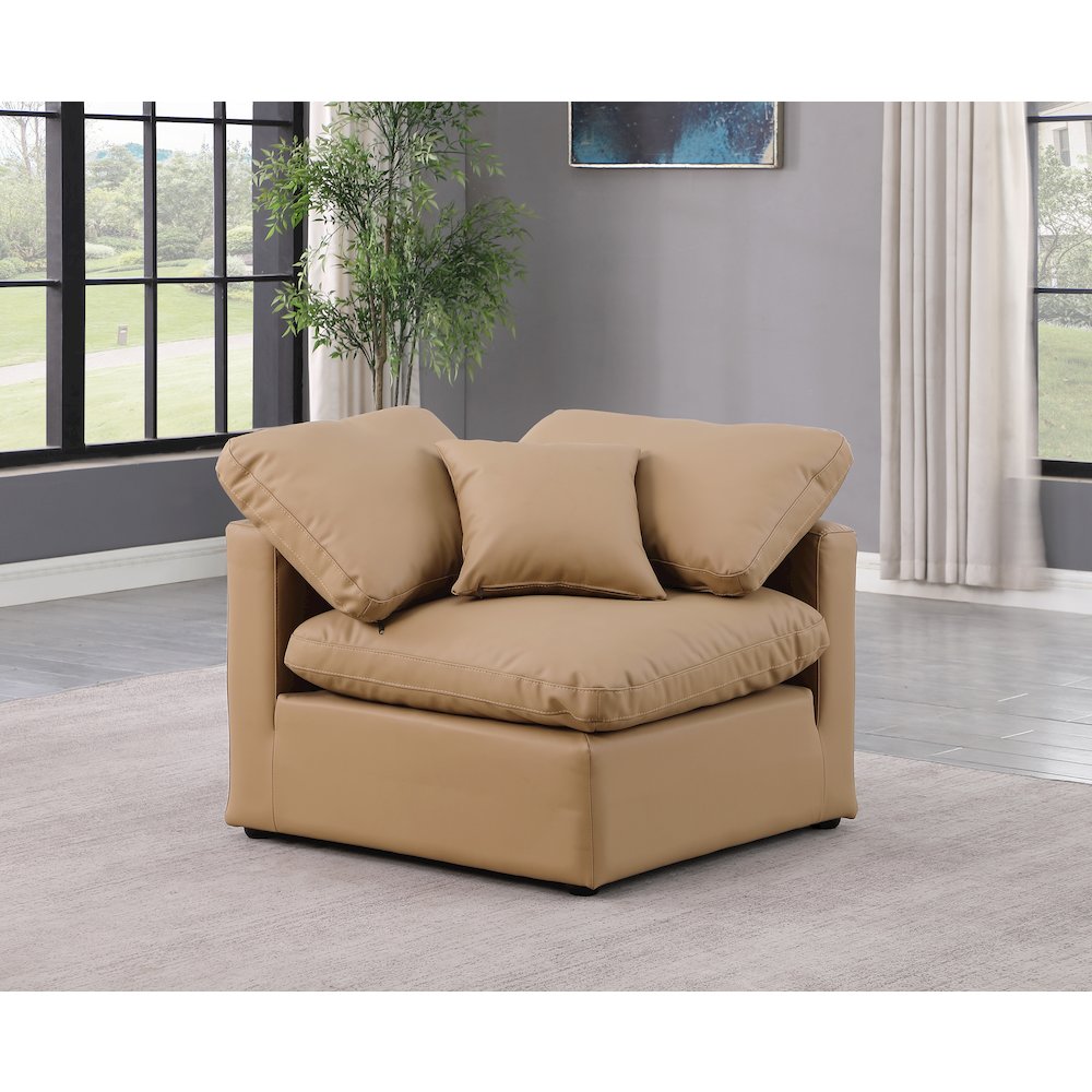 Indulge Tan Vegan Leather Corner Chair