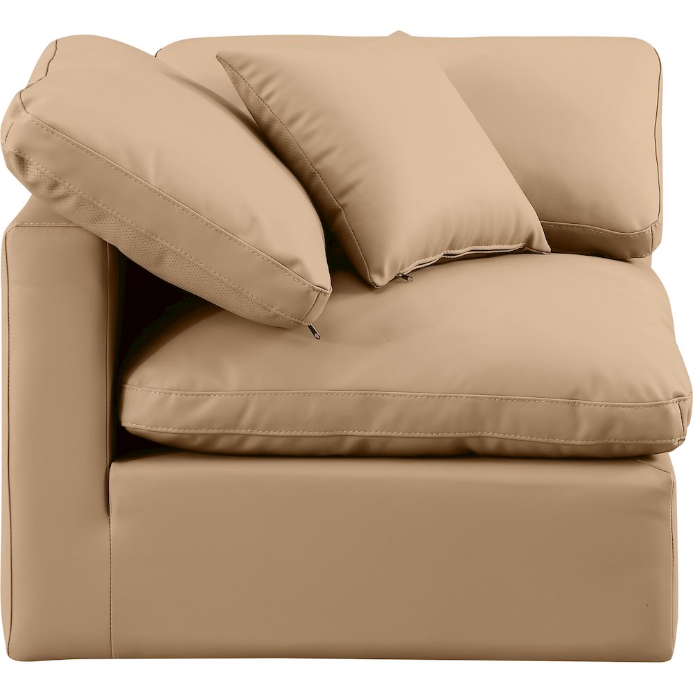 Indulge Tan Vegan Leather Corner Chair