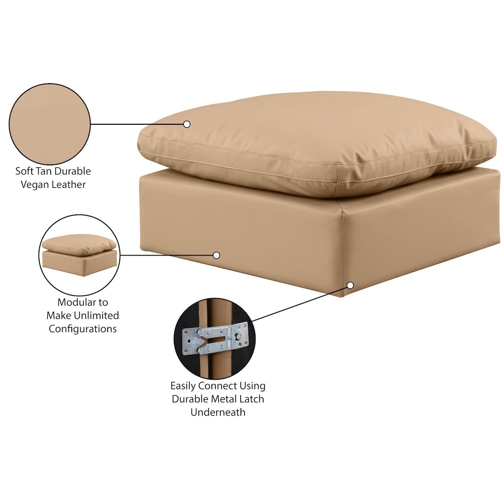 Indulge Tan Vegan Leather Ottoman