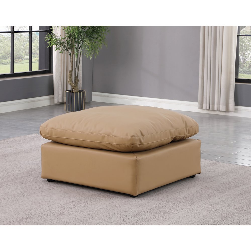 Indulge Tan Vegan Leather Ottoman