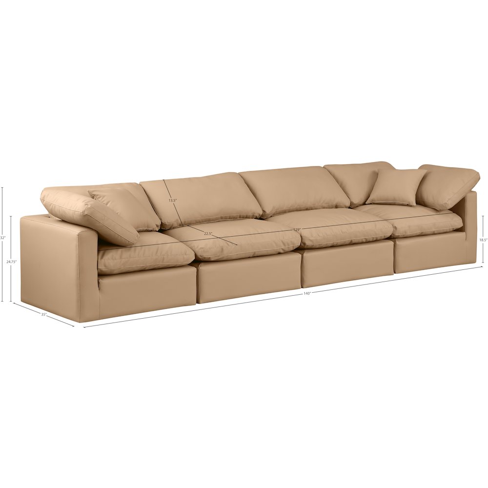 Indulge Tan Vegan Leather Modular Sofa