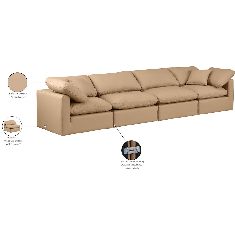 Indulge Tan Vegan Leather Modular Sofa