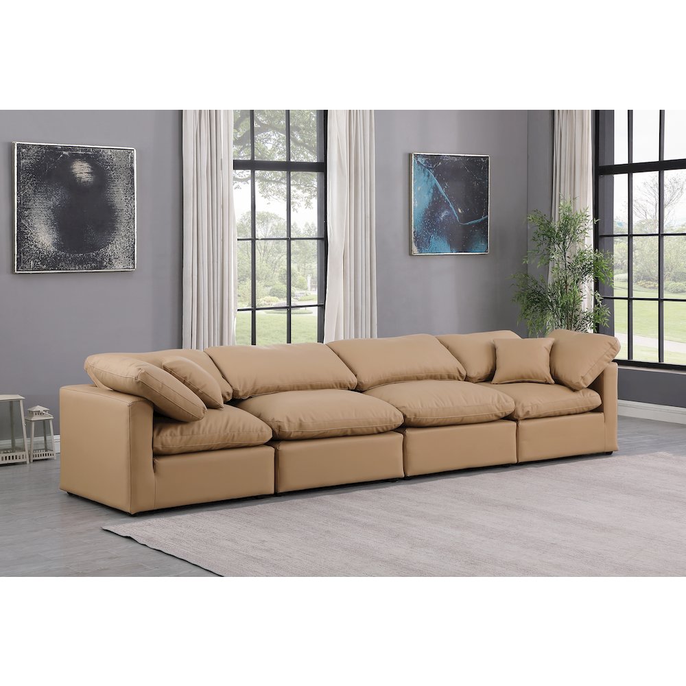 Indulge Tan Vegan Leather Modular Sofa