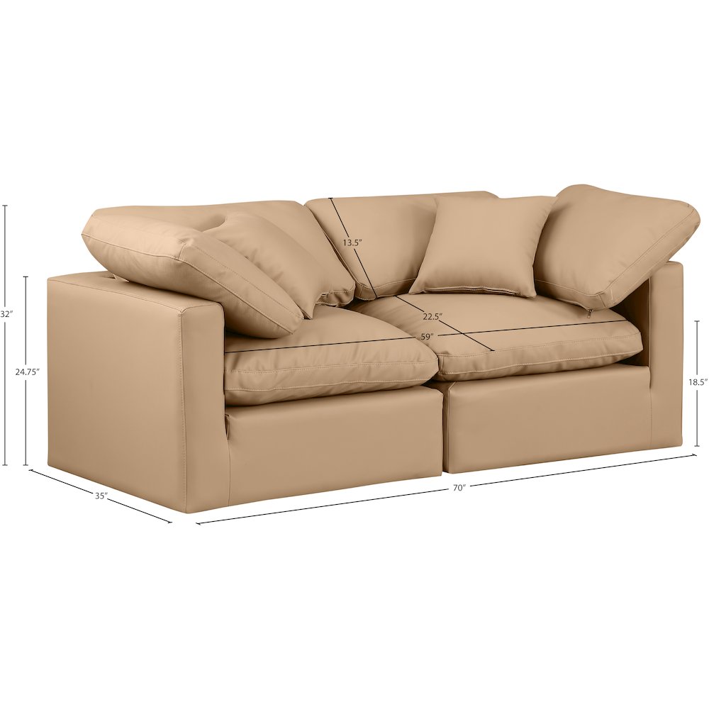 Indulge Tan Vegan Leather Modular Sofa