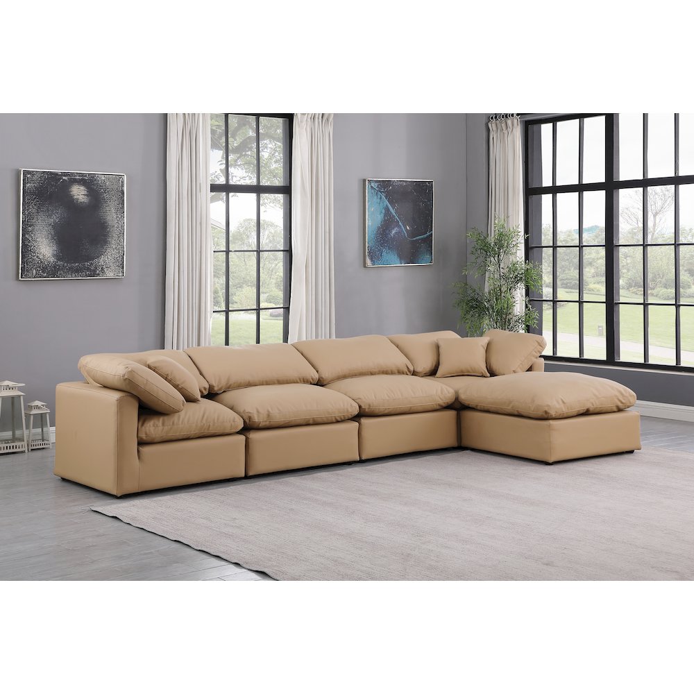 Indulge Tan Vegan Leather Modular Sectional