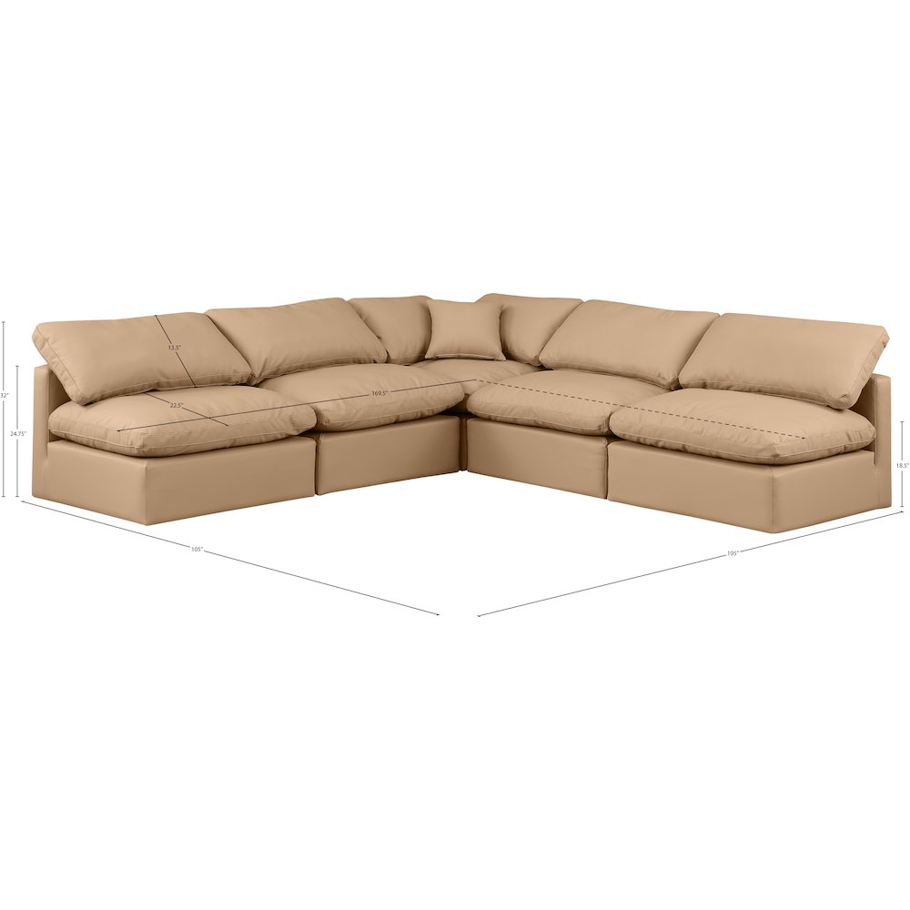 Indulge Tan Vegan Leather Modular Sectional