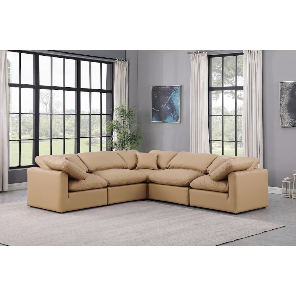 Indulge Tan Vegan Leather Modular Sectional