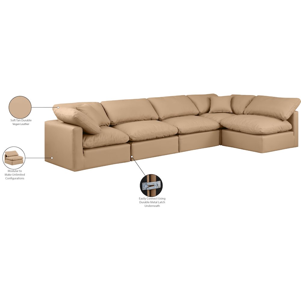 Indulge Tan Vegan Leather Modular Sectional