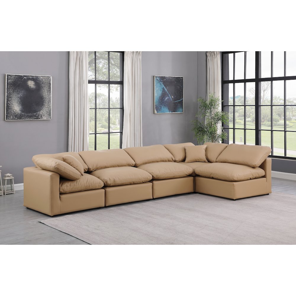 Indulge Tan Vegan Leather Modular Sectional