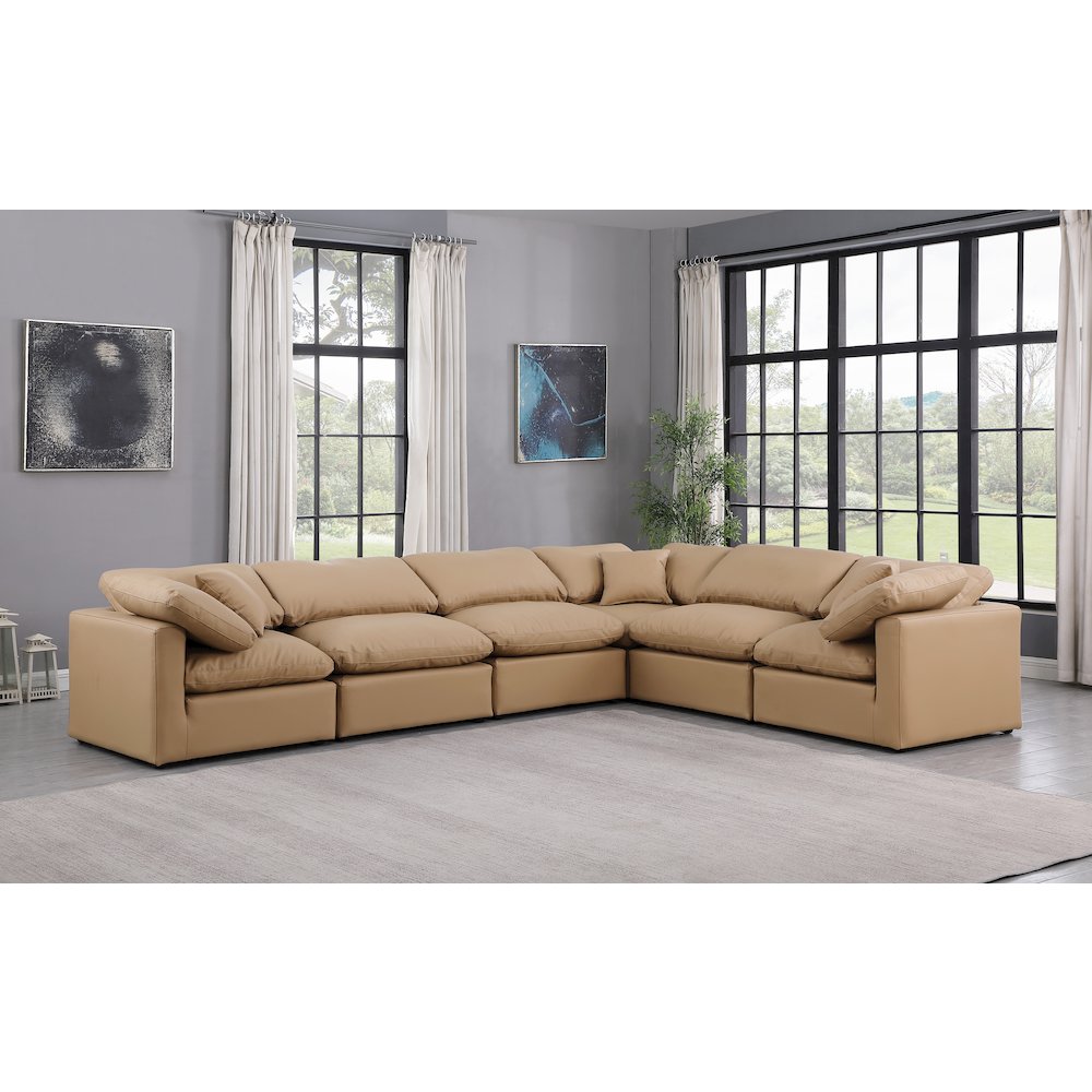 Indulge Tan Vegan Leather Modular Sectional