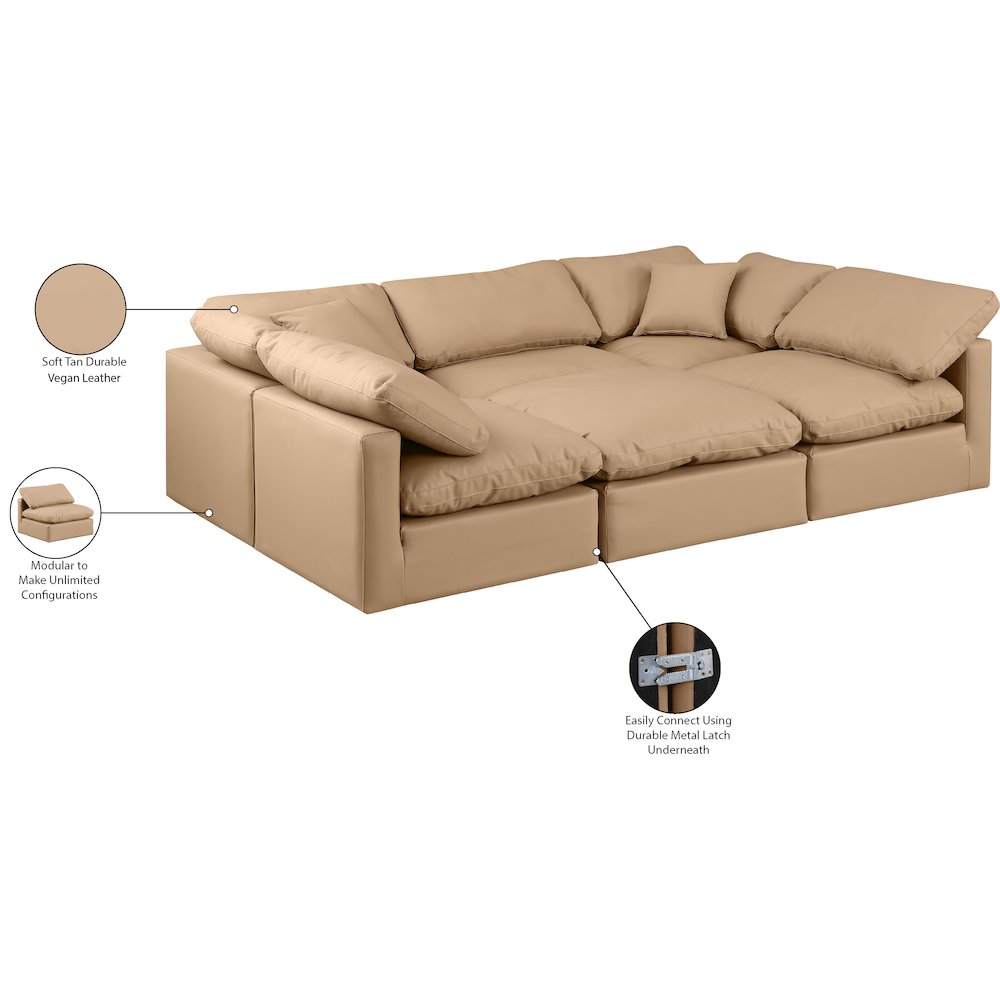 Indulge Tan Vegan Leather Modular Sectional