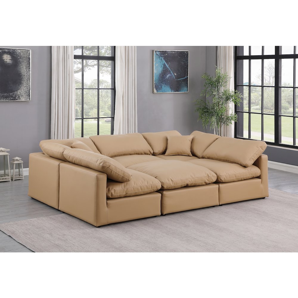 Indulge Tan Vegan Leather Modular Sectional